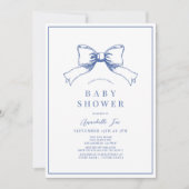 Elegant Blue Bow Boy Baby Shower Einladung (Vorderseite)