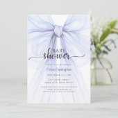 Elegant Blue Bow Boy Baby Shower Invitation Einladung (Stehend Vorderseite)