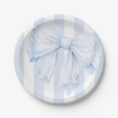 Elegant Blue Bow Boy Baby Shower Pappteller (Vorderseite)