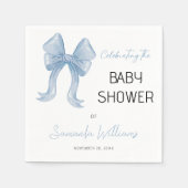 Elegant Blue Bow Boy Baby Shower Serviette (Vorderseite)