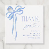 Elegant Blue Bow Brautparty Script Vielen Dank Geschenkanhänger (Vorderseite)