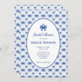 Elegant Blue Bow Bridal Shower Einladung (Vorne/Hinten)