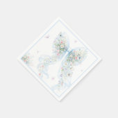 Elegant Blue Bow Butterfly Baby Shower Serviette (Ecke)
