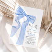 Elegant Blue Bow Coquette Baby Shower Einladung