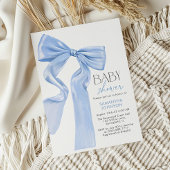 Elegant Blue Bow Coquette Baby Shower Einladung