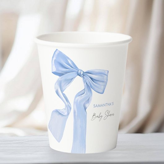 Elegant Blue Bow Coquette Baby Shower Pappbecher