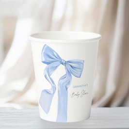 Elegant Blue Bow Coquette Baby Shower Pappbecher