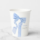 Elegant Blue Bow Coquette Baby Shower Pappbecher (Rückseite)