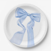 Elegant Blue Bow Coquette Baby Shower Pappteller (Vorderseite)