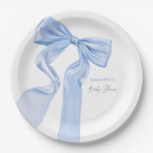 Elegant Blue Bow Coquette Baby Shower Pappteller (Vorderseite)