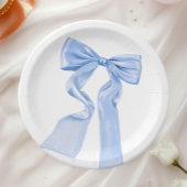 Elegant Blue Bow Coquette Baby Shower Pappteller