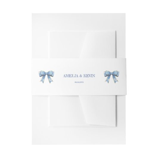 Elegant Blue Bow Engagement Party Invitation Einladungsbanderole (Vorderseite Beispiel)