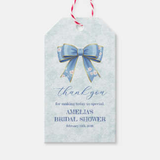 Elegant Blue Bow Engagement Party Invitation Geschenkanhänger