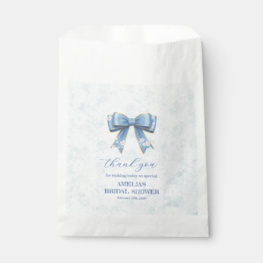 Elegant Blue Bow Engagement Party Invitation Geschenktütchen (Vorderseite)