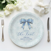 Elegant Blue Bow Engagement Party Invitation Pappteller