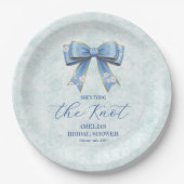 Elegant Blue Bow Engagement Party Invitation Pappteller (Vorderseite)