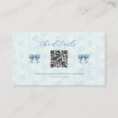 Elegant Blue Bow Engagement Party Invitation Platzkarte (Vorderseite)
