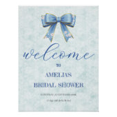 Elegant Blue Bow Engagement Party Invitation Poster (Vorderseite)