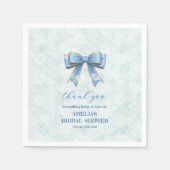 Elegant Blue Bow Engagement Party Invitation Serviette (Vorderseite)