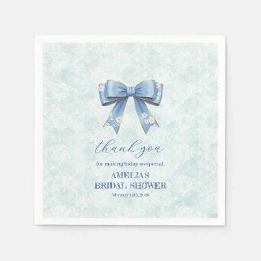 Elegant Blue Bow Engagement Party Invitation Serviette (Vorderseite)