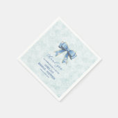 Elegant Blue Bow Engagement Party Invitation Serviette (Ecke)
