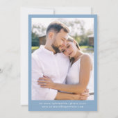 Elegant Blue Bow Foto Wedding Save the Date (Rückseite)