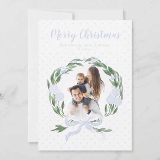 Elegant Blue Bow Garland Wreath Foto Weihnachten H (Vorderseite)