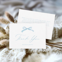 Elegant Blue Bow Girls Baby Shower Dankeskarte