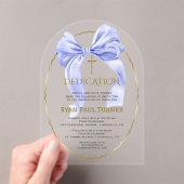 Elegant Blue Bow Gold Boy Dedication Transparent Acryleinladungen (Insitu (Handheld))
