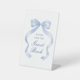 Elegant Blue Bow Guest Book Pedestal Sign Sockelschild