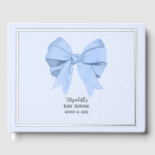 Elegant Blue Bow It's a Boy Baby Shower Silver Gästebuch (Vorderseite)