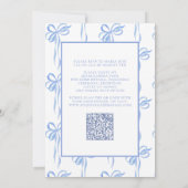 Elegant Blue Bow QR Mis Quince Años Quinceañera Einladung (Rückseite)