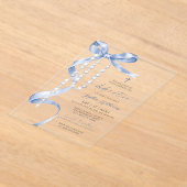 Elegant Blue Bow & Rosary Dedication Acryleinladungen (Ablage )