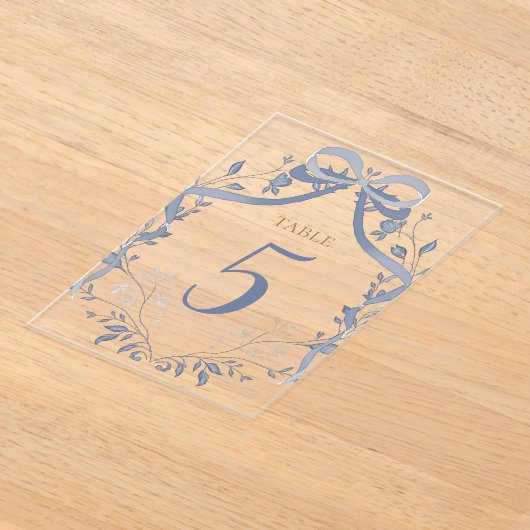 elegant blue bow table number acryleinladungen (Ablage )