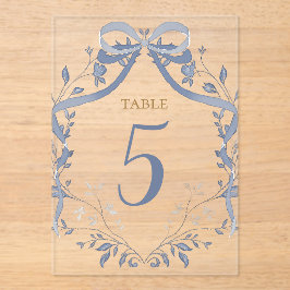 elegant blue bow table number acryleinladungen