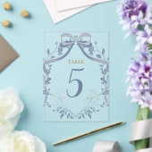 elegant blue bow table number acryleinladungen (In Situ (Hochzeit))
