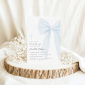 Elegant Blue Bow Taufen Einladung