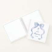 Elegant Blue Bow Taufen Gästebuch Notizblock (Innenseite)