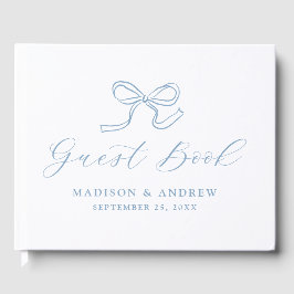 Elegant Blue Bow Wedding Gästebuch