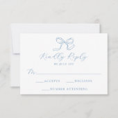 Elegant Blue Bow Wedding RSVP Karte (Vorderseite)