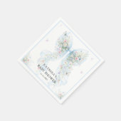 Elegant Blue Bow Wildflower Baby Shower Serviette (Ecke)