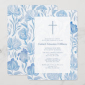 Elegant Blue Boy First Holy Communion Einladung (Vorne/Hinten)