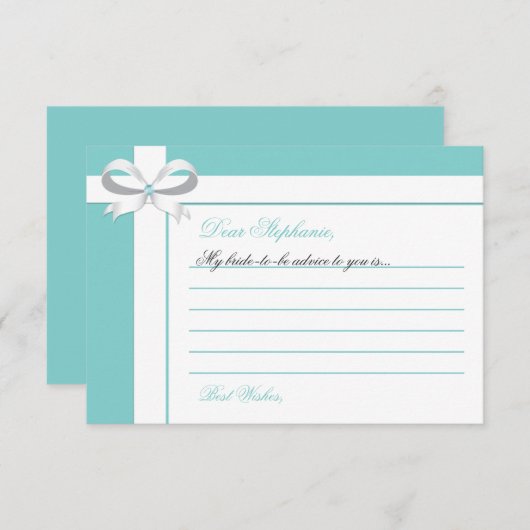 Elegant Blue Brautparty Hinweise Hinweiskarte (Vorne/Hinten)