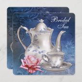 Elegant Blue Bridal Einladung (Vorne/Hinten)