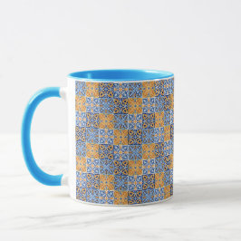 Elegant blue& brow yellow Italian  pattern  Tasse