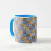 Elegant blue& brow yellow Italian  pattern  Tasse (Vorderseite Links)