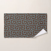 Elegant Blue &Brown Abstract Pattern Monogram Badhandtuch Set (Handtuch)