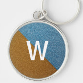 Elegant Blue &Brown Glitter Monogram Schlüsselanhänger (Vorne)