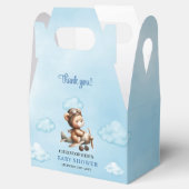 Elegant Blue Brown Teddy Bear Aviator Baby Shower  Geschenkschachtel (Geöffnet)