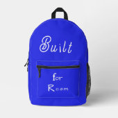 Elegant Blue Built for Roam Cut Sew Bedruckter Rucksack (Vorderseite)